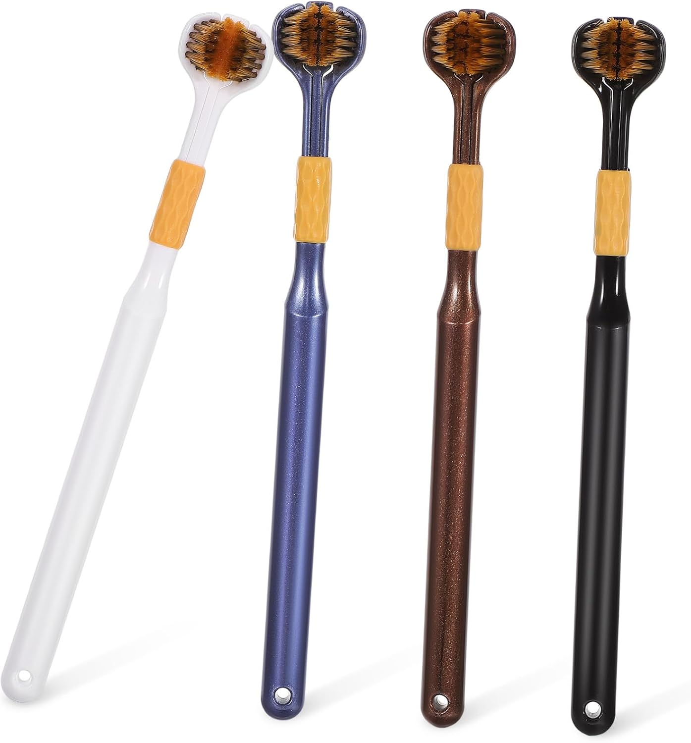 Beaupretty 4 Pcs Three Sided Toothbrushes for Adults, Soft Bristle Multi Face Toothbrush, Ergonomic Handle, Ideal for Home and Travel, Multi-Color
