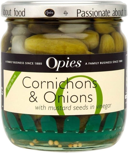 Opies Cornichons & Onions with Mustard Seeds (400g) - Pack of 2