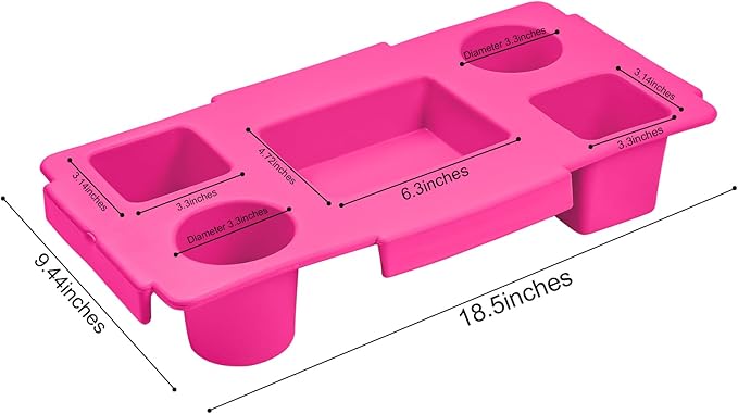 Tote Topper Tray Accessories for Bogg Bag Large Only – Waterproof EVA Table Top Organizer Lid with Cup Holder, Snack, Phone & Drink Holders for Beach, Pool, Picnic, Travel (Pink)