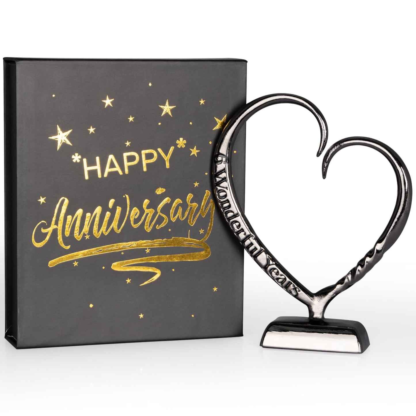 BESZONE 6 Year Anniversary Iron Gifts for Her, 6th Wedding Anniversary for Couples Gifts Steel for Him Wife Husband Men, Hand Forged Heart Iron Steel Art Keepsake Home Decor