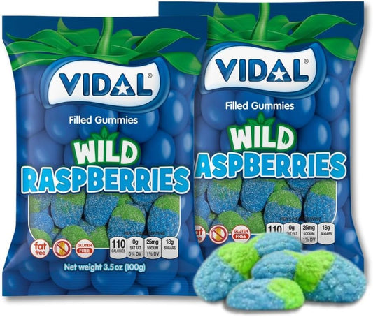 Wild Raspberries Gummies - Pack of 2 - Filled Raspberry Gummy Candies - 3.5 oz. Bags