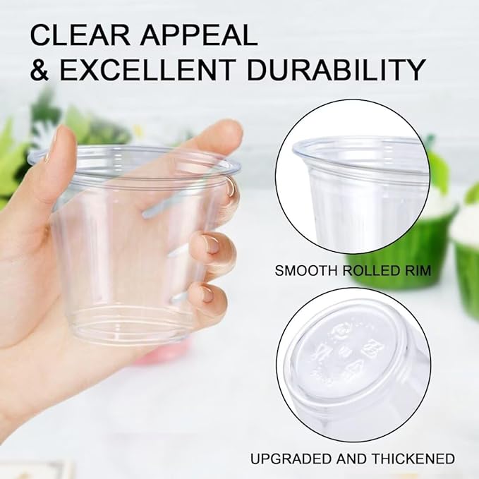 Lamosi 100 Pack 9 oz Clear Plastic Cups, Disposable Cups Wine Cocktail Punch, Sturdy & Food Safe Plastic Cup for Party & Wedding