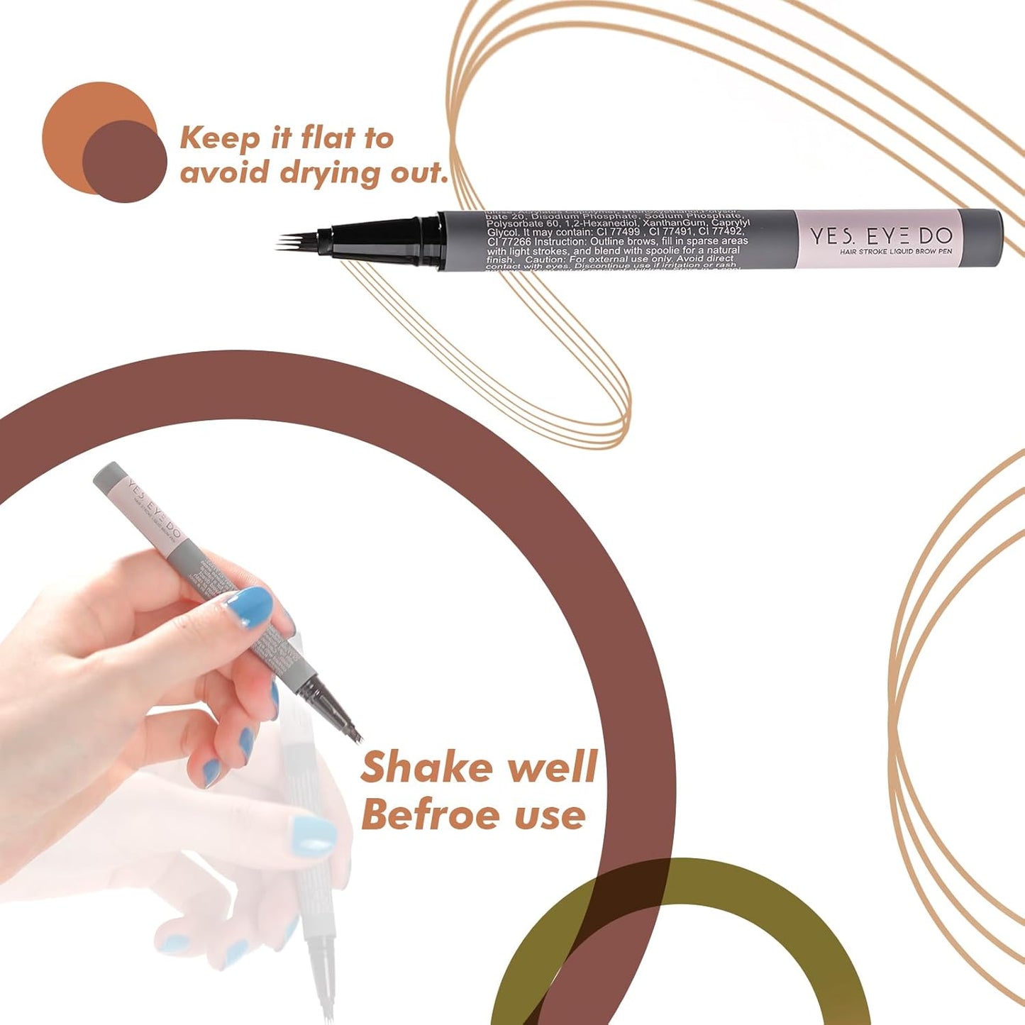 Light Brown Eyebrow Pencil, Strawberry Blonde Eyebrow Pen for Women,4-Tip Precision Brow Pen, Eyebrow Pencil with Hair Stroke, 24H Long Wear YES.EYE DO (Walnut Whisper-Light Brown)