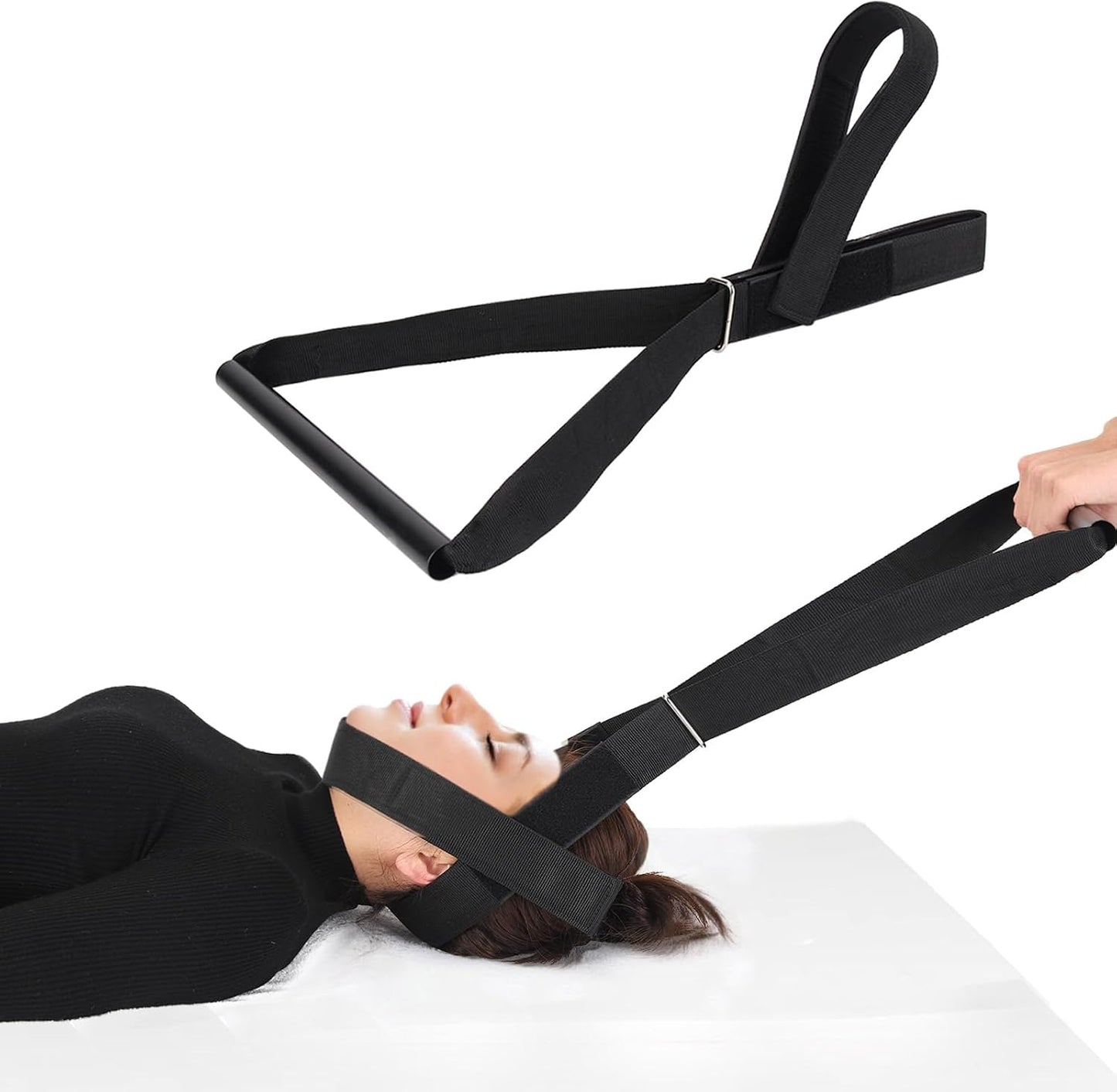 Y Neck Strap Chiropractor Pull Device,Neck Stretcher Strap,Neck Strap Cervical Traction Device for Neck Pain,Spine Chiropractic Decompression Tool with Comfort Handle and Chin Strap