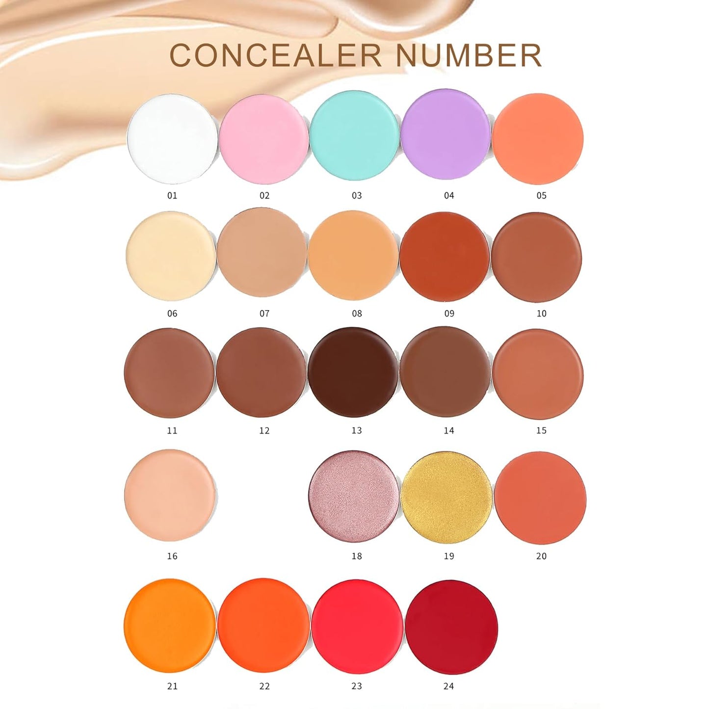 Cream Concealer Corrector Correcting Contour Makeup Set under Eye Concealer Cream Kit for Dark Circles and Blemish 24