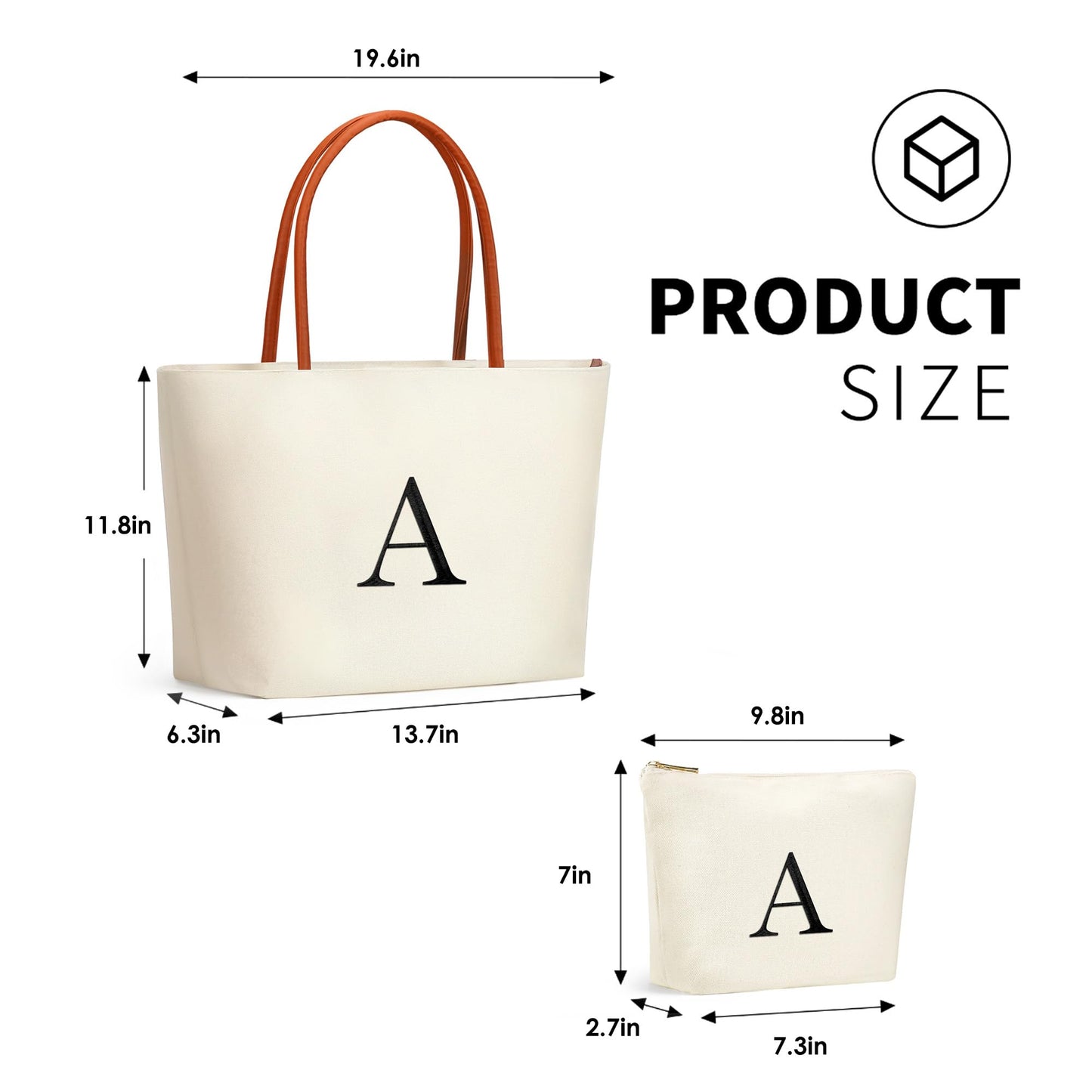 YOOLIFE Personalized Gifts for Women - Birthday Gifts for Women, Teacher Appreciation 30th 40th 50th 60th Birthday Gift for Female Teacher Mom Sister Friend, M Initial Black Canvas Beach Tote Bag