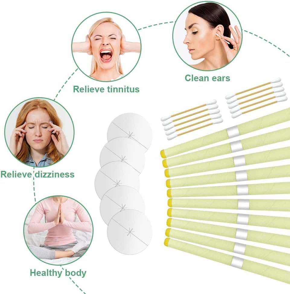 10Pcs Ear Wax Removal Tool for Wax Removal, Earwax Cleaning Tool for Ear Cleaning, Includes Cotton Swabs, Candle Drip Protector, Storage Box A1