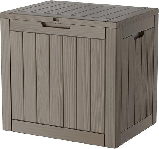 29 Gallon Resin Deck Box Waterproof Outdoor Storage Box for Patio Furniture Pool Accessories Indoor Storage for Cushion Garden Tools, Gray