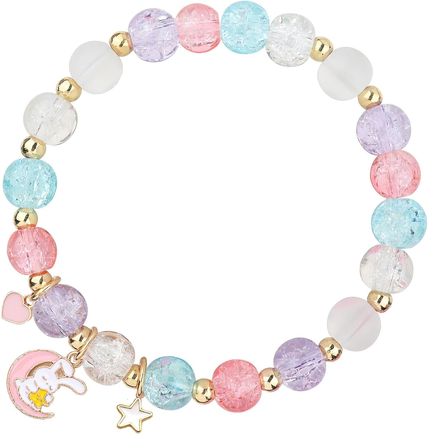 Easter Bracelet, Easter Gifts Cute Bunny Beaded Stretch Rabbit Charm Holiday Party Jewelry