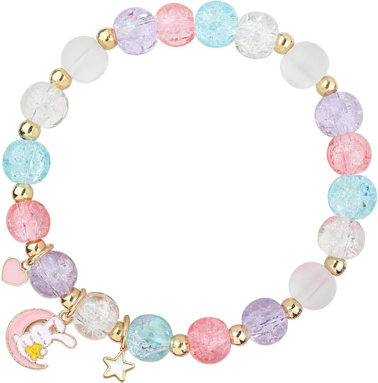 Easter Bracelet, Easter Gifts Cute Bunny Beaded Stretch Rabbit Charm Holiday Party Jewelry