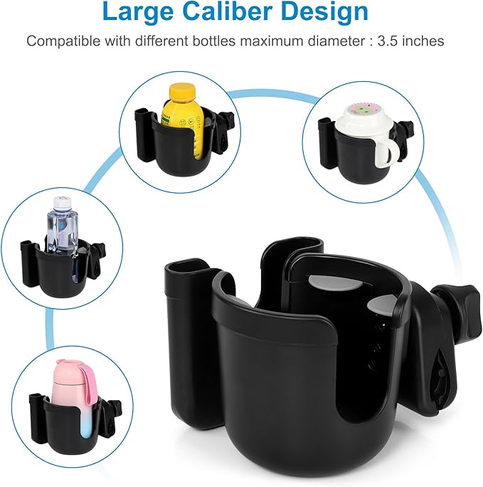 Accmor 2-in-1 Walker Cup Holder with Phone Holder, Wheelchair Cup Holder, Rollator Cup Holder, Cup Phone Holder for Walker, Wheelchair, Rollator, Mobility Scooter