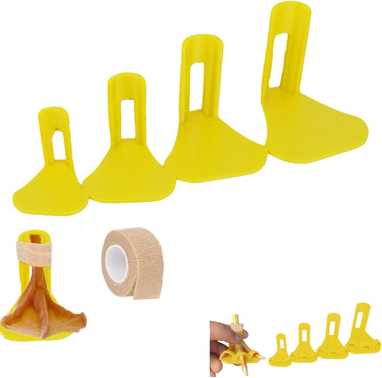 Chicken, Duck Leg Fixing Splints - 4 Sizes Poultry Leg Support Set for Bumblefoot Treatment, Toe Separator or Universal (Universal)