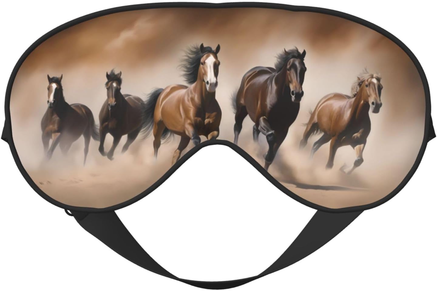 Soft Sleep Mask for Men Women, Double Side Print Horse in Desert Sleeping Masks with Adjustable Strap Elegant Animals Eye Covers Blackout Blindfold for Travel Home Office