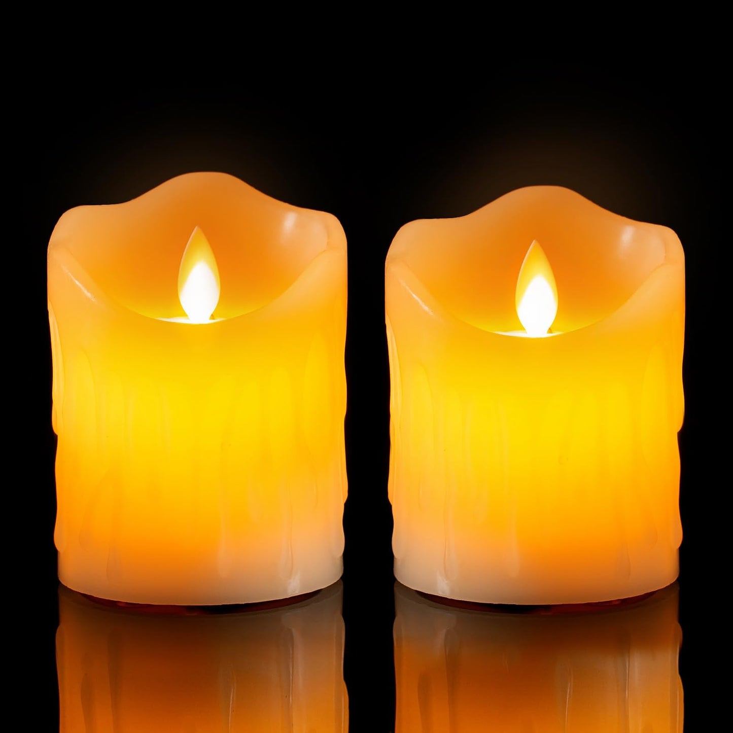 UNIVELA Flameless Candles, 3 X 4'' Flameless Candles with Remote, 2 Set Battery Operated Candle, Real Wax Dripping LED Candles with Timer, Flickering Feature, Electric Fake Candle for Christmas Decor