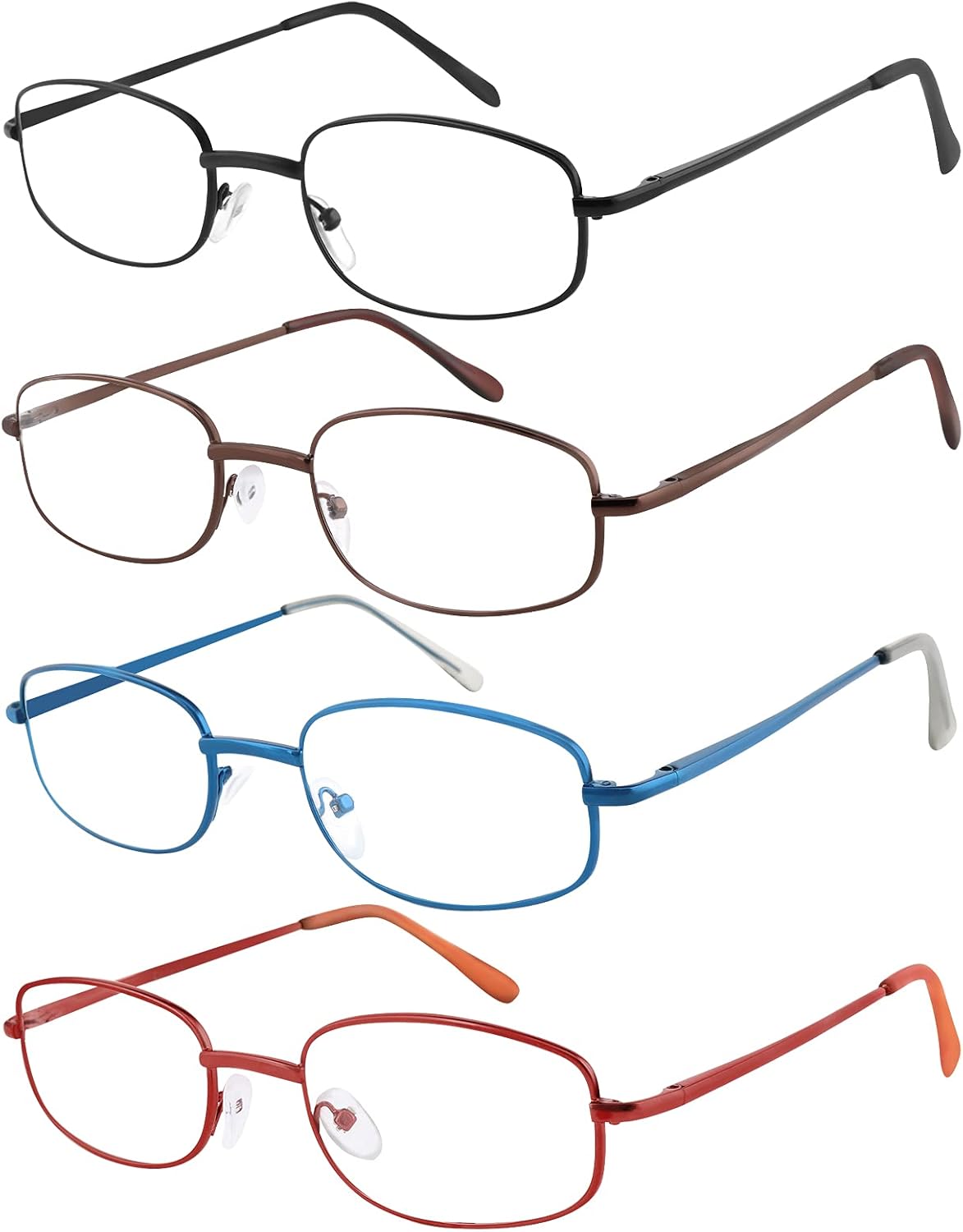 EFE Wire Frame Reading Glasses Readers for Women Men 3.0 Lightweight Metal Adjustable Spring Hinge Eyeglasses 4 Pack (Mixcolor, 3.0)
