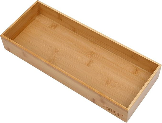 Bamboo Drawer Organizer - Kitchen Utensil Organizer Silverware Tray Cutlery Holderï¼Office Desk Supplies and Accessories (15X5.9X2.6 inch)