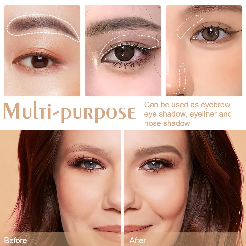 Light Medium Brown Eye Brow Powder for Women, Taupe Eyebrow Powder Kit with Brush, Long-Lasting 3 Colors Brow Palette, Filler for Full, Defined Natural Brows Shaping