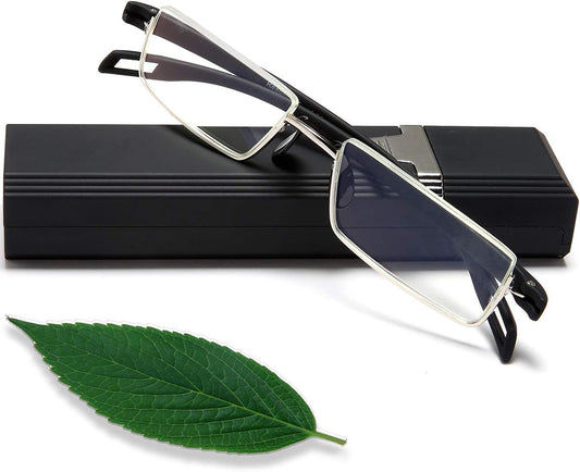 EYEURL Half Frame Reading Glasses Blue Light Blocking Computer Readers for Men Women Lightweight Anti Glare TR90 Black 1.25
