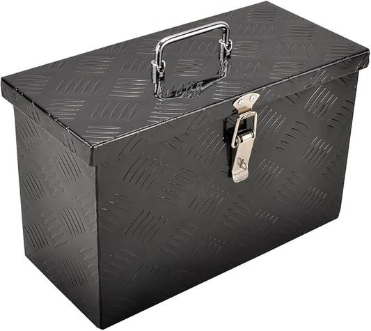 16''Inch Aluminum Truck Tool Box Truck Bed Toolbox Truck Trailer Chest Box Trailer Underbody Storage Organizer Waterproof Square Storage Organizer w/Lock & Keys Black(â16" Lx7.5 Wx10 H)