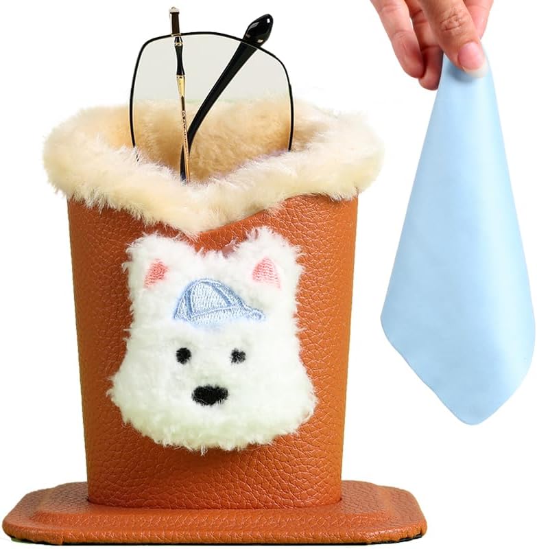 Plush Lined Eyeglasses Holder, Glasses Stand Case, Anti-scratch Glasses Storage Organizer for Desk, Nightstand, Office