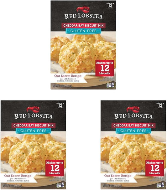 Red Lobster Gluten Free Cheddar Bay Biscuit Mix With Garlic Herb Seasoning, Cheddar Gluten Free Biscuit Mix, 11.36 Oz Box (Pack of 3)
