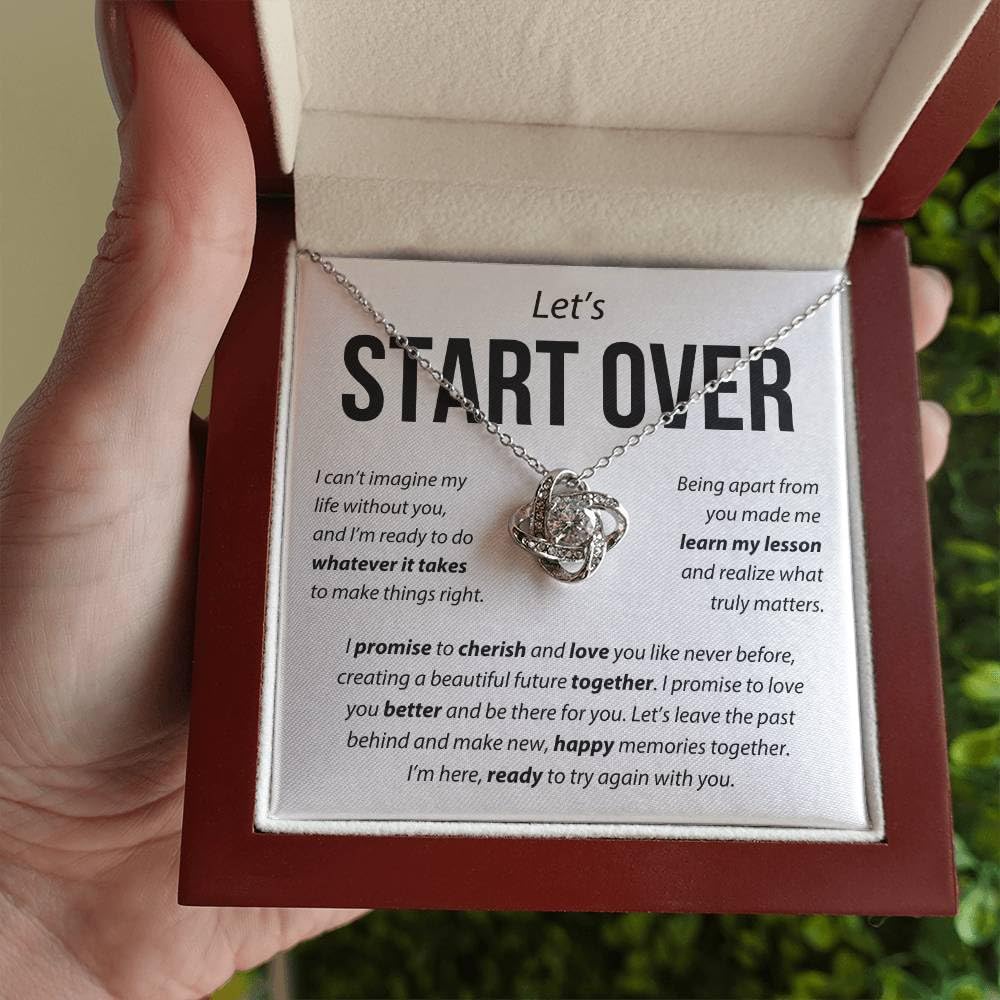 Start Over Necklaces, To My Soulmate Necklace For Women, Gift For Girlfriend, Personalized Birthday Gift For Her Anniversary Valentine, To My Wife Necklace From Husband (Luxury Led Box, Silver)