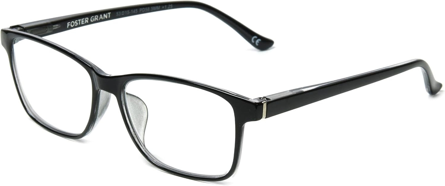 Foster Grant Unisex Payton Anti-fog Blue Light Readers Rectangular Reading Glasses