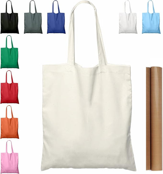 NPBAG 1 Pack 15'' X 16'' Natural Cotton Tote Bag, Lightweight Blank Bulk Cloth Bag with 1pc of PTFE Teflon Sheet