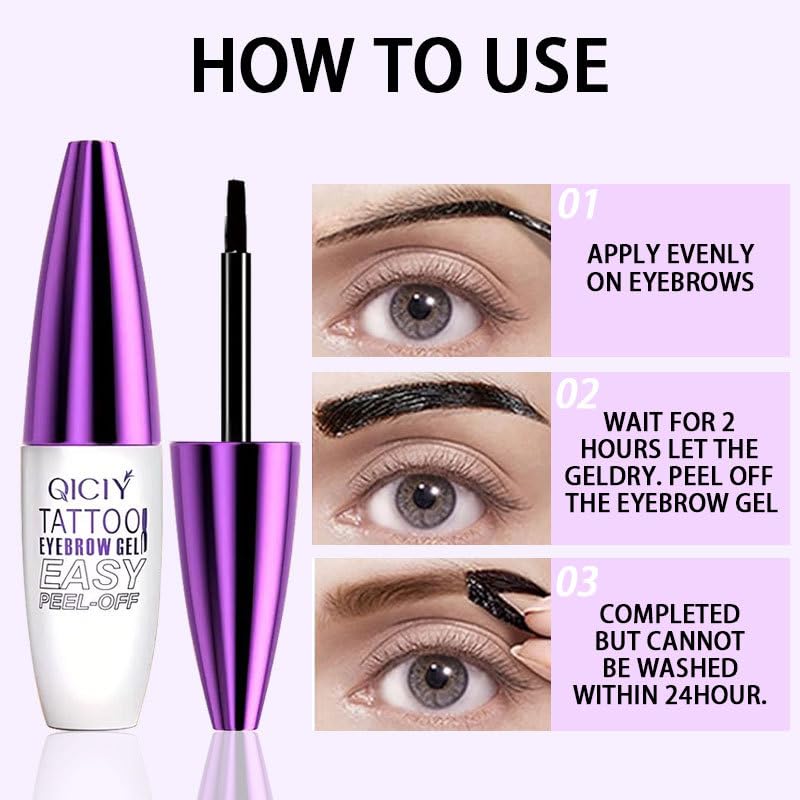 2pcs Gray Brown Tattoo Eyebrow Gel Tinting, Waterproof & Transfer-proof for Fuller Brows, Suitable for All Skin Types (Gray Brown, 2Pcs)