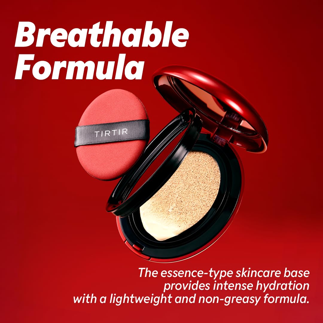 TIRTIR Mask Fit Red Cushion Foundation | Full coverage, Weightless, Skin fit, Satin Glow Finish, Korean Makeup BB Foundation, beauty, Tattoo cover up, Buildable (#30N Rich Honey, 0.63 Fl Oz)