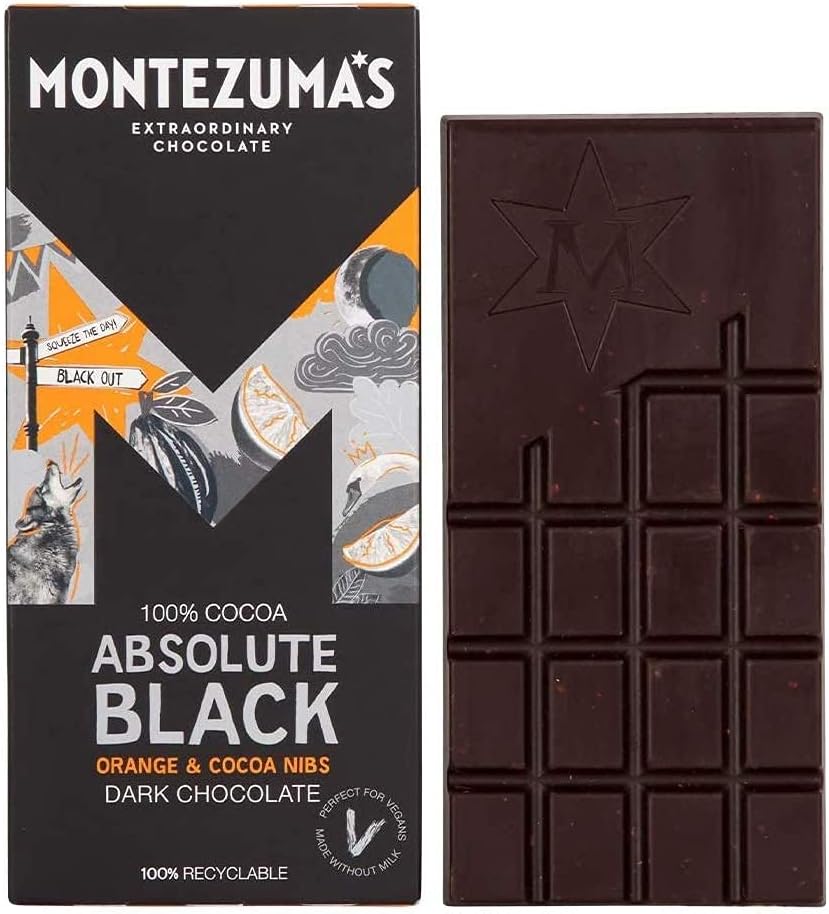 Montezuma's Dark Chocolate Absolute Black with Orange and Cocoa Nibs (2 Pack)