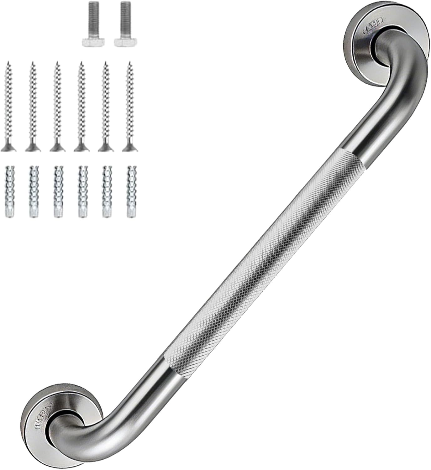 12 Inch Shower Grab Bar 1.25" Dia,Brushed Nickel Anti Slip Bathroom Grab Bar, 304 Stainless Steel Knurled Handicap Grab Bars, Safety Support Handrail,Bath Shower Handle for Elderly Injury Senior
