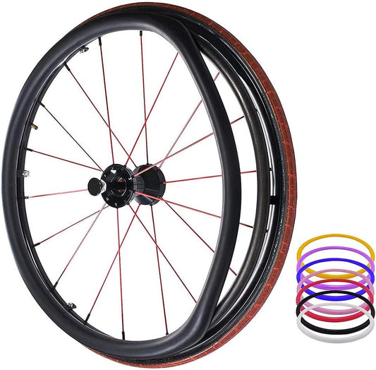 1 Pair 24-inch Rear Wheel Sports Wheelchair Non-Slip Wear-Resistant Silicone Hand Push Cover, Hand Wheel Snare Pads,Black