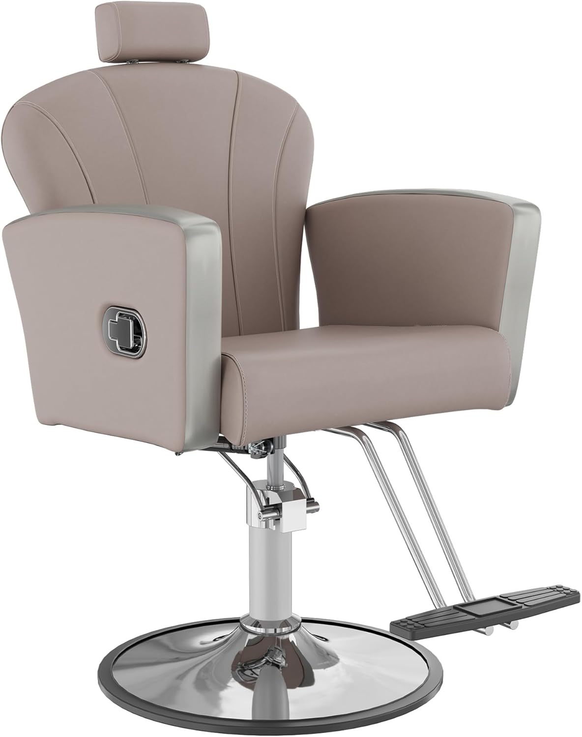 KIGOTY Salon Chair for Hair Stylist, Reclining Salon Chair with Hydraulic Pump,360 Degree Swivel Hair Stylist Chairs with Footrest and Adjustable Headrest for Barbershop (Grey-Silver)