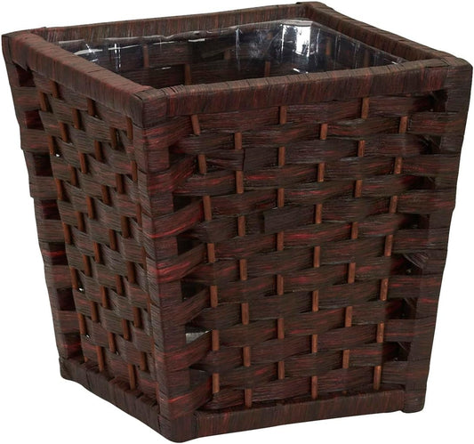 Household Essentials Woven Waste Basket, 3 Gallons, HandWoven Paper Rope with Removable Plastic Liner, Durable Wood Frame, Wide and Open Top for Easy Access, Decorative, Brown