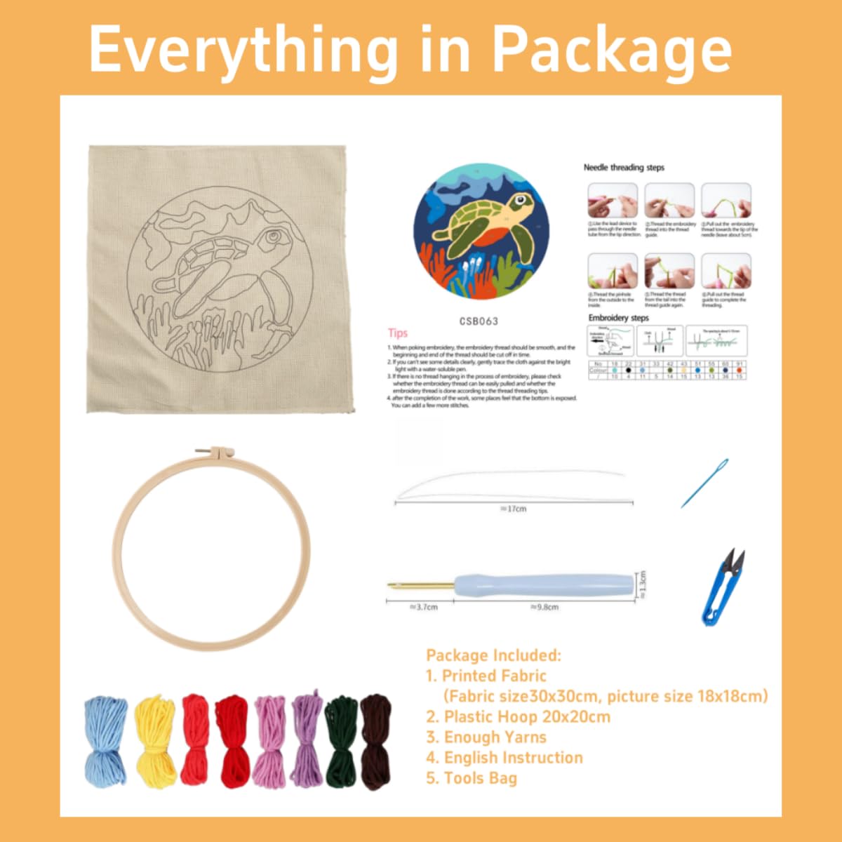SHANXOO Punch Needle Kits A Brown Horse Easy for Beginners DIY Punch Needle Yarn Starter Embroidery Set for Craft Lovers with Printed Pattern and Hoop for Home Decor 20x20cm(3)