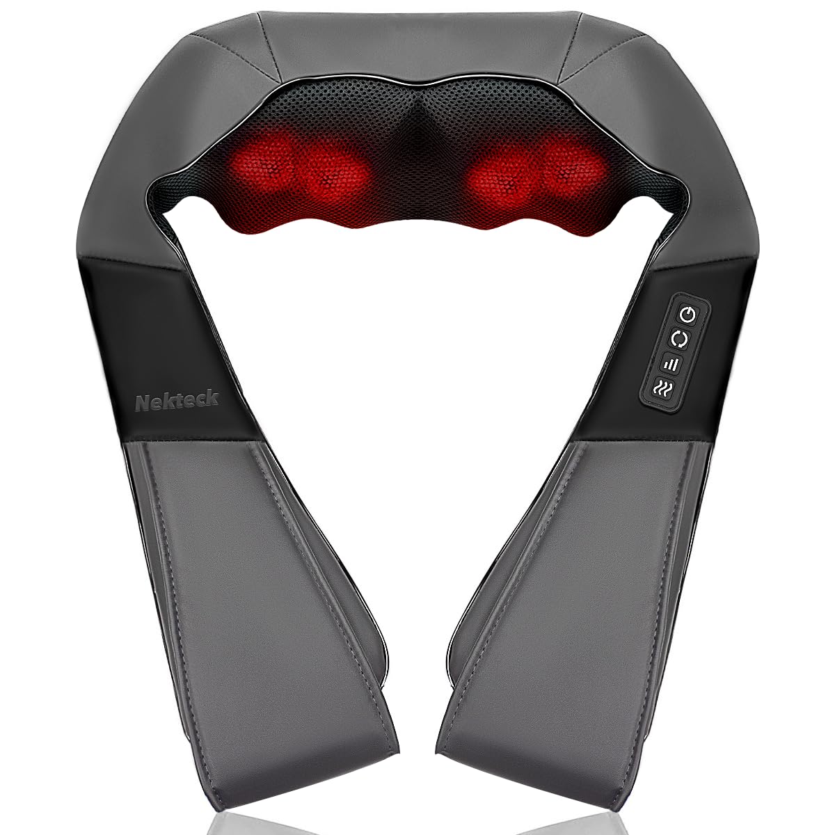 Nekteck Shiatsu Neck and Back Massager with Soothing Heat, Shoulder Massager for Pain Relief Deep Tissue, Electric 3D Kneading Massage Tools for Leg Body Muscle, Corded Power, Gifts for Him Her