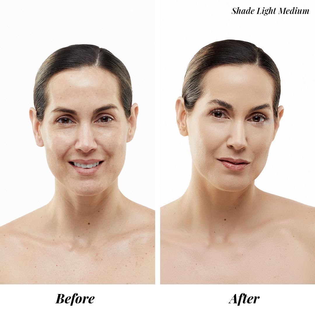 MagicMinerals AirBrush Foundation by Jerome Alexander – 2pc Set with Airbrush Foundation and Kabuki Brush - Spray Makeup with Anti-aging Ingredients for Smooth Radiant Skin - Warm Medium