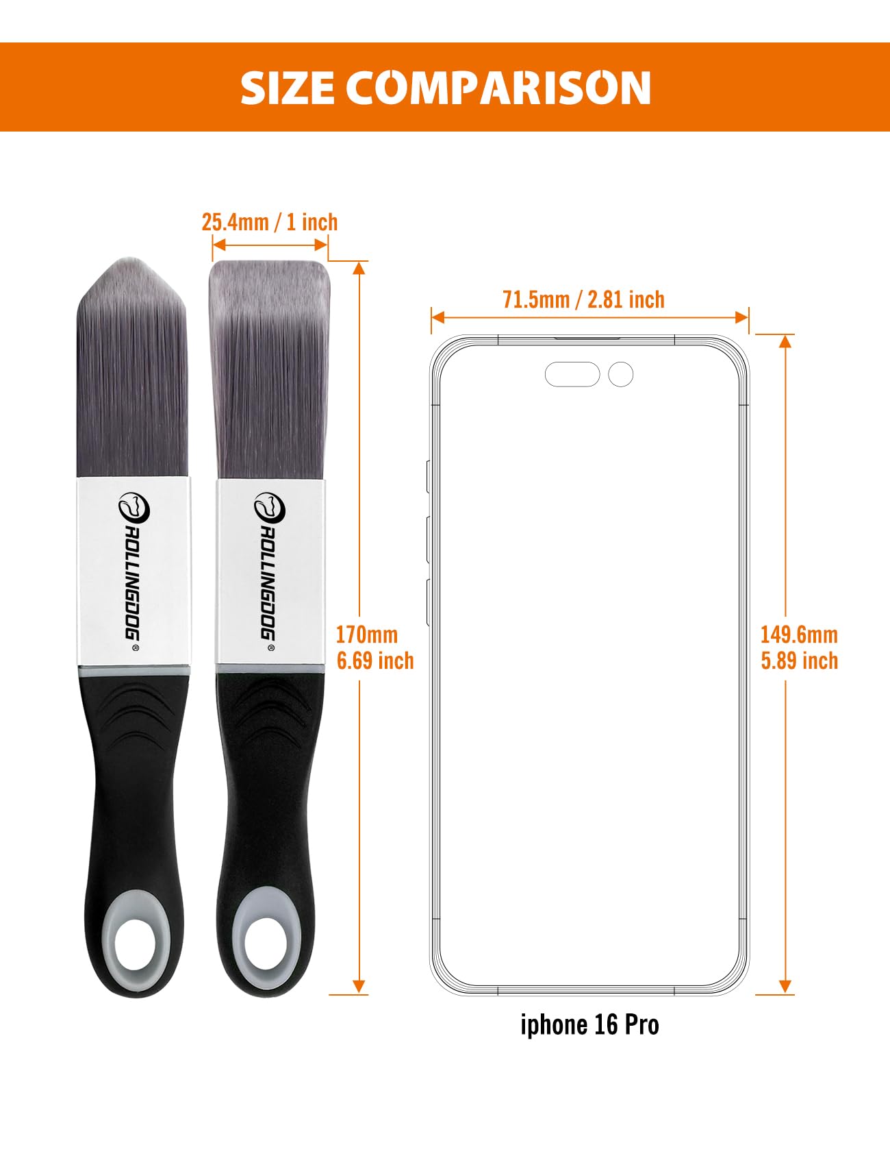 ROLLINGDOG Paint Brush for Trim - Edging Paint Brush 2PC,Triangular Brush and Square Trim Brush,Cut in,Edger,Corner,Sash Painting