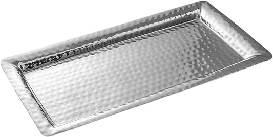Monarch Abode Decorative Tray â 12-Inch Hand Hammered Nickel Finish Metal Bathroom Tray Countertop, Vanity Trays Organizer, Perfume Plate for Dresser, Kitchen Countertop Small Fruit Platter
