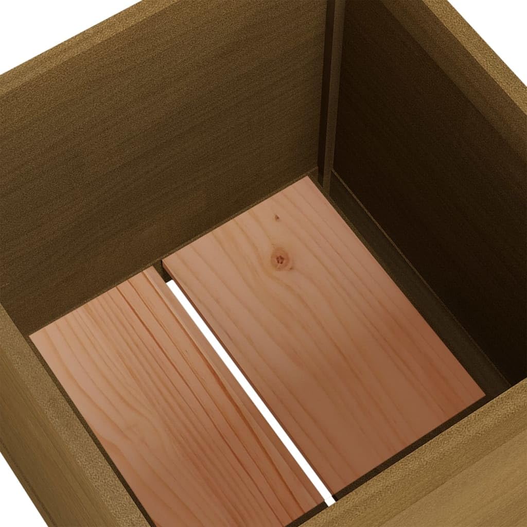 MINERWALL Honey Brown Solid Pinewood Garden Planter, 19.7 inch Square Outdoor Raised Garden Bed for Flowers, Herbs, Vegetables, Weather Resistant Patio Decor