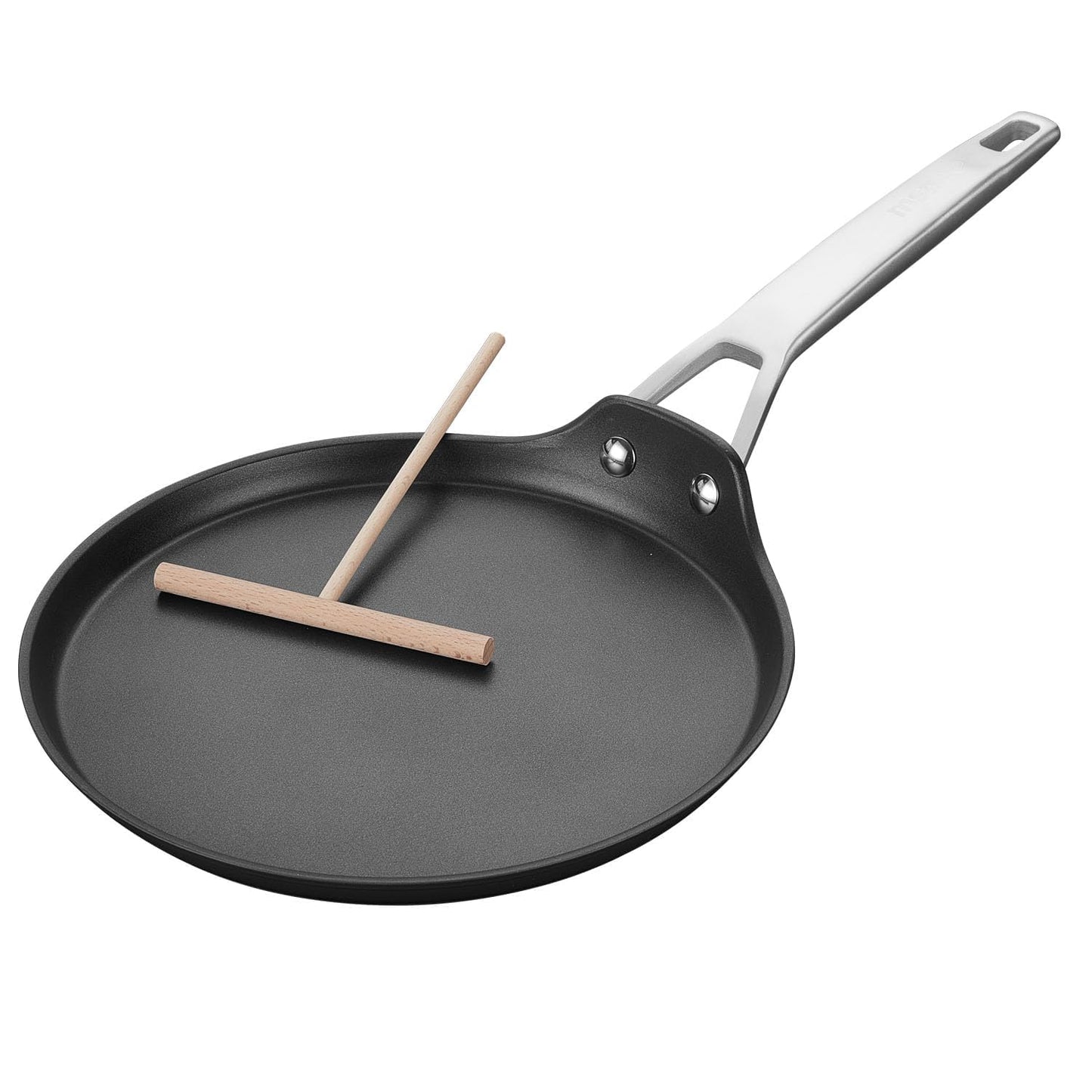 MsMk Crepe Pan with Spreader, 9 1/2 Inch Titanium and Ceramic Nonstick Flat Skillet Pancake Tawa Dosa Tortilla Pan, Induction Compatible, PFOA Free, Oven Safe to 700°F