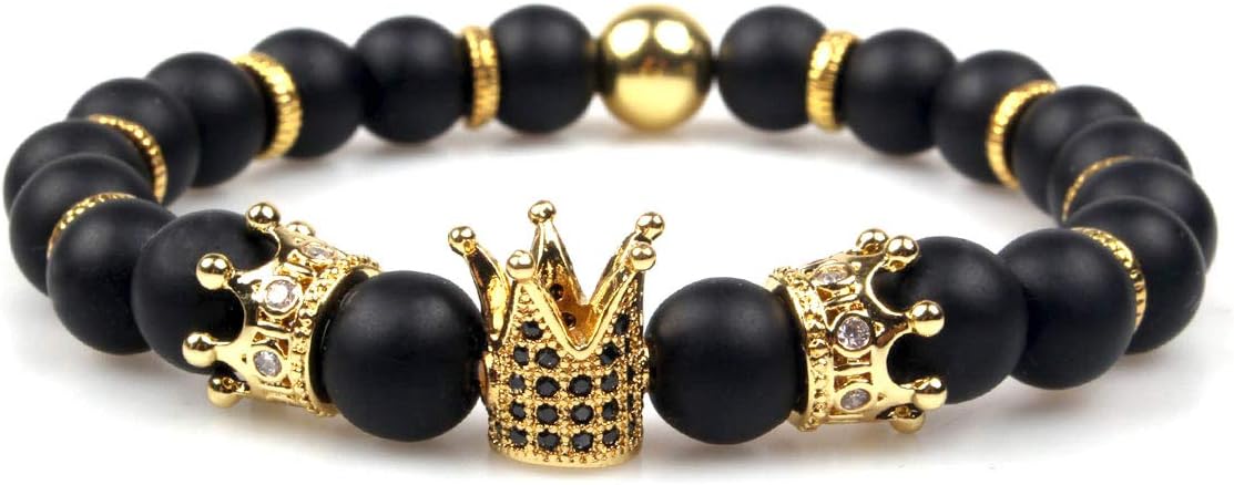 Imperial Crown Bead Bracelet King&Queen Luxury Charm Couple Jewelry Xmas Gift for Women Men