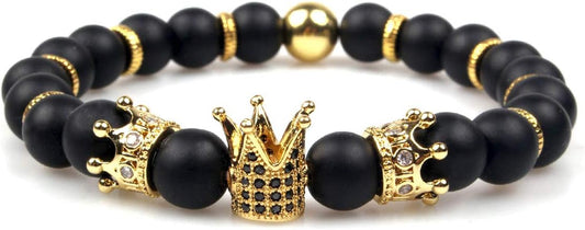 Imperial Crown Bead Bracelet King&Queen Luxury Charm Couple Jewelry Xmas Gift for Women Men