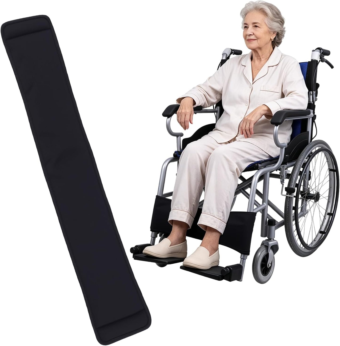 Wheelchair Calf Strap, Adjustable Wheelchair Leg Strap with Oxford Cloth Support, Wheelchair Foot Straps for Elderly Disabled, Wheelchair Leg Support Foot Rest Belt Wheelchair Accessories