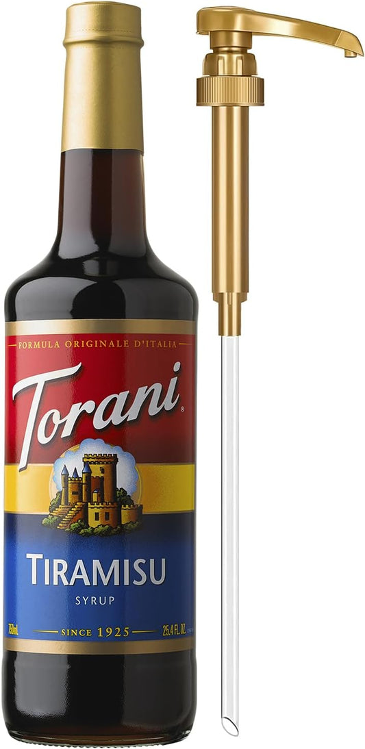 Torani Coffee Syrup, Tiramisu Flavoring for Drinks, Glass Bottle with Pump Included, 25.4 Fl Oz