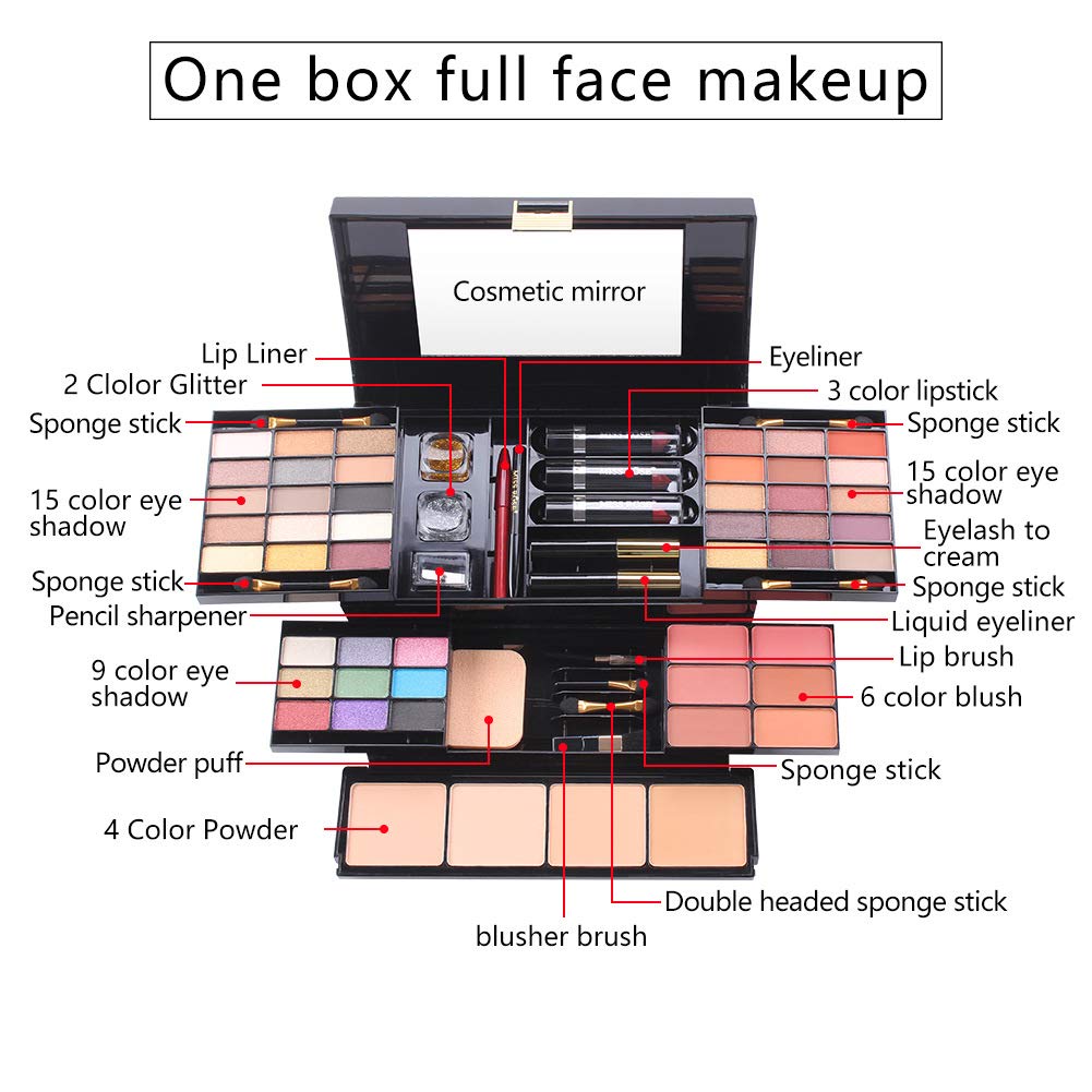 Professional All In One Makeup set, Cosmetic, Makeup kits for teenagers 14-16, Makeup kit for women full kit, Include Eyeshadow Palette Lipstick Eyebrow Pencil Brush(39 Color)