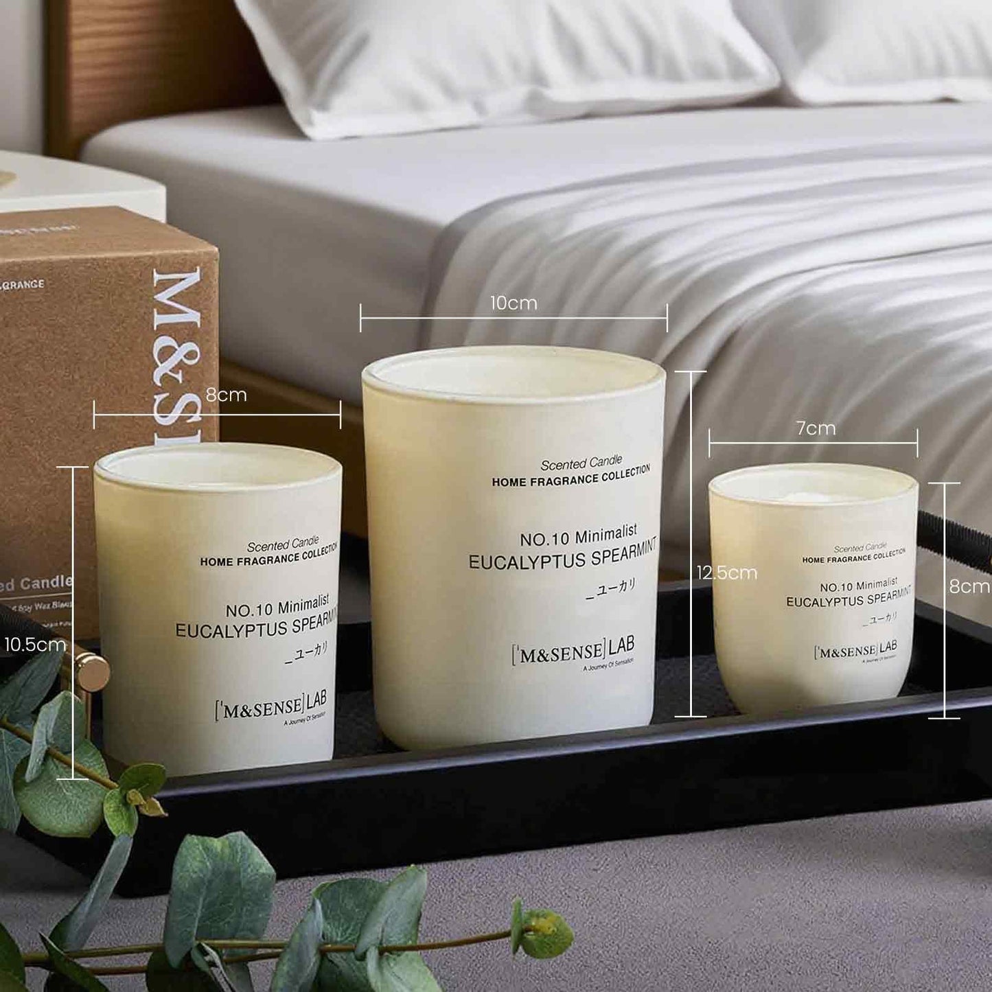 M&SENSE Natural Soy Large Candle| Eucalyptus Mint | 16.6 oz, 95H Burn | Spring Scented Candles for Relaxation, Meditation, Home Décor | for Bedroom, Office, Party