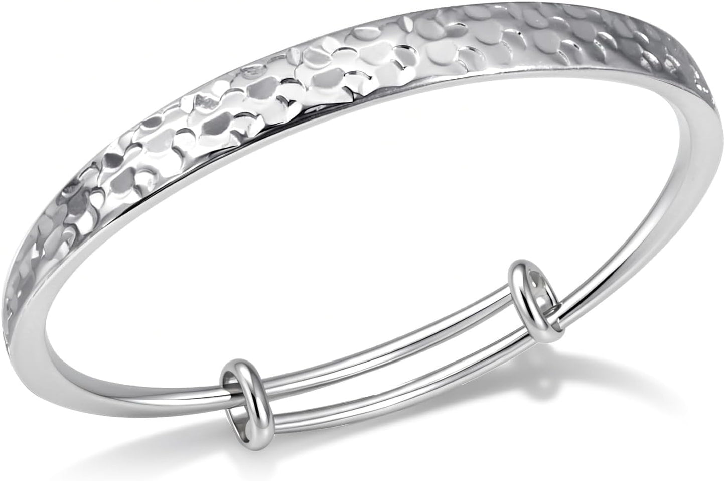 Hammered Texture Silver Bracelet for Women - Adjustable Silver Cuff Bangle, Elegant Boho Chic Jewelry Gift