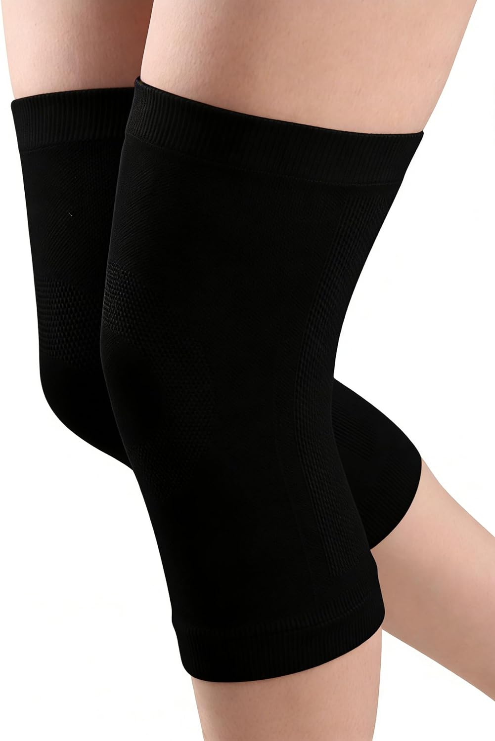 1 Pair Knee Compression Sleeves for Women & Men, Lightweight Thin Knee Sleeves for Knee Pain Relief, Knee Warmers Knee Brace Undersleeve Dancer Knee Pads, Knee Brace for Women Daily Use, Vendas Para Rodillas (Black, Medium)